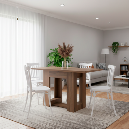 Juego de Comedor Varly · 4 Sillas · Blanco