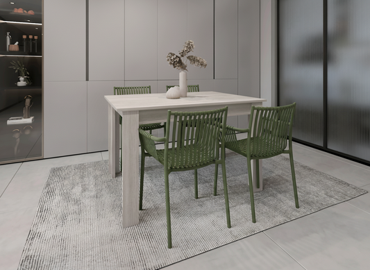 Juego de Comedor Fayder · 4 Sillas · Verde Oliva
