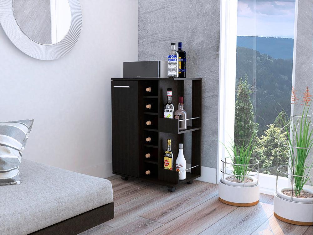 Bar Movible Argus, Wengue, con rodachines - VIRTUAL MUEBLES