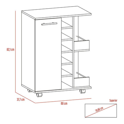 Bar Movible Argus, Wengue, con rodachines - VIRTUAL MUEBLES