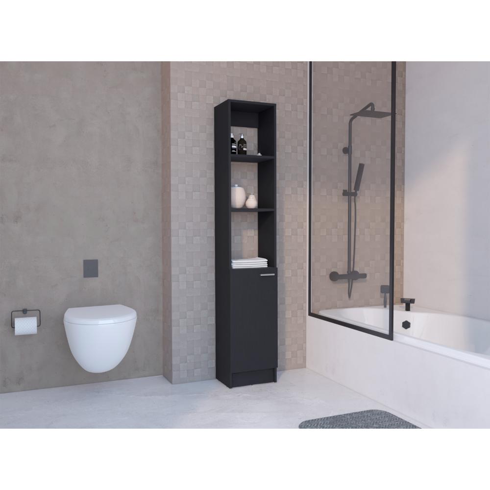 Mueble Auxiliar de Baño Karps, Wengue, con una puerta abatible y manija metalica