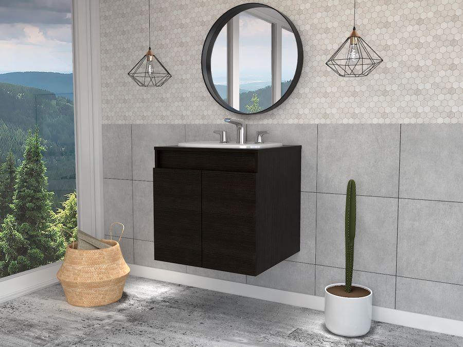 Mueble Lavamanos Orus color Wengue para Baño.