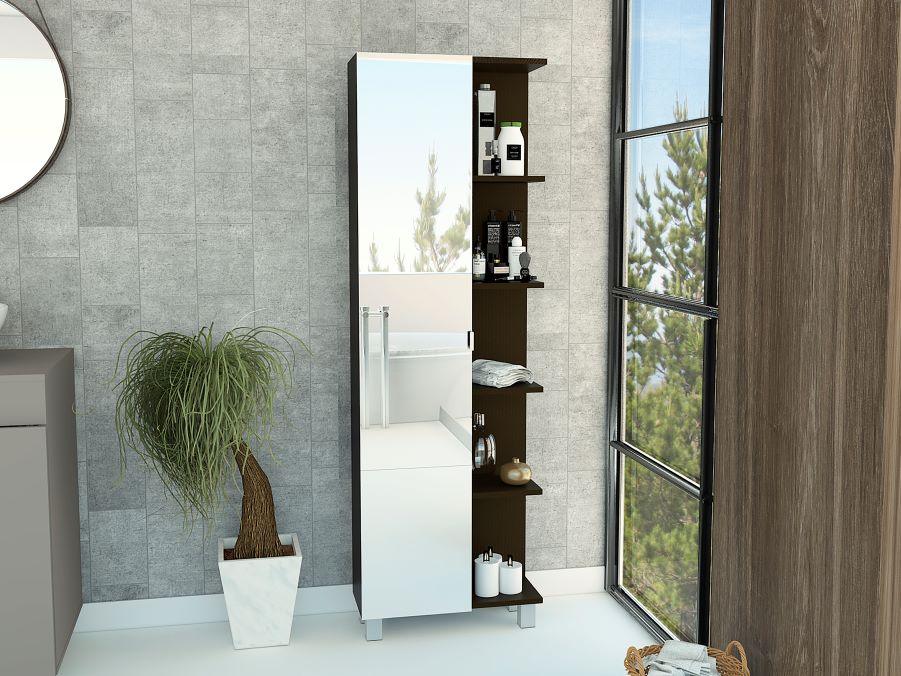 Mueble Esquinero Zendaya color Wengue para Sala o Baño.