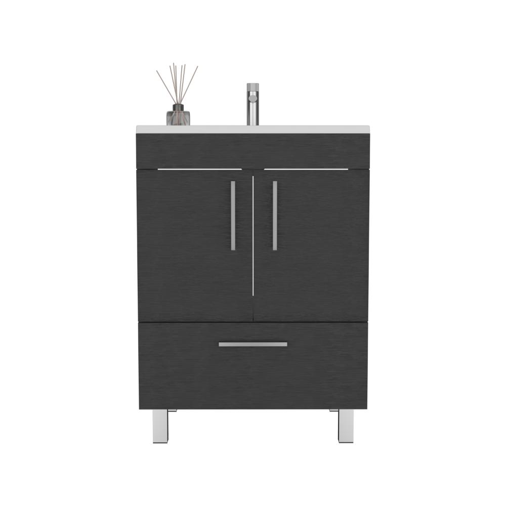 Mueble Lavamanos Homer, Wengue, con Un Cajón y Dos Puertas Batientes