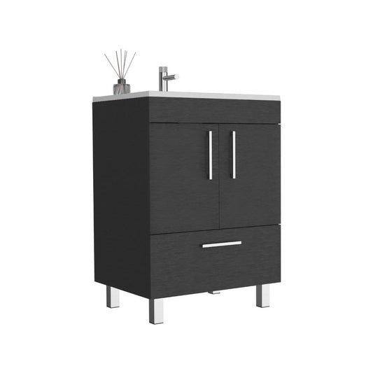 Mueble Lavamanos Homer, Wengue, con Un Cajón y Dos Puertas Batientes