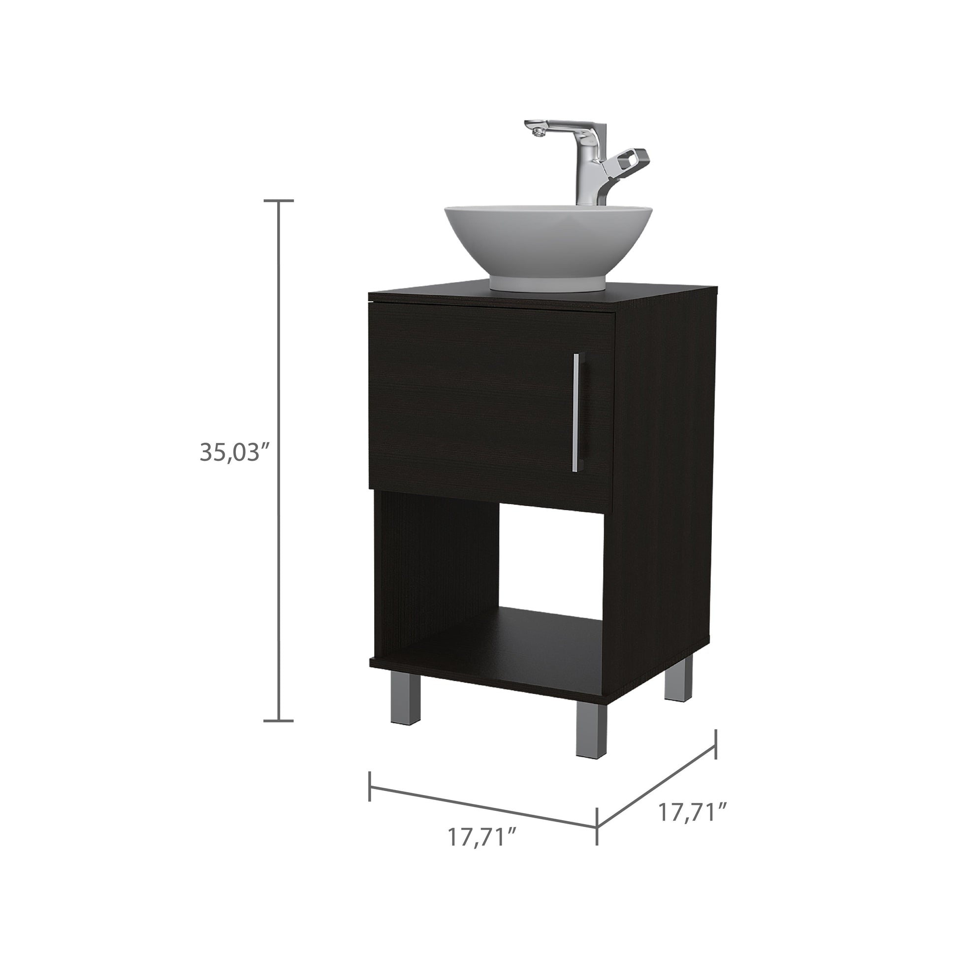 Mueble Lavamanos Gorby,Wengue, con Puerta Abatible e Incluye Lavamanos. - VIRTUAL MUEBLES