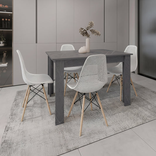 Juego de Comedor Luxe · 4 Sillas · Blanco