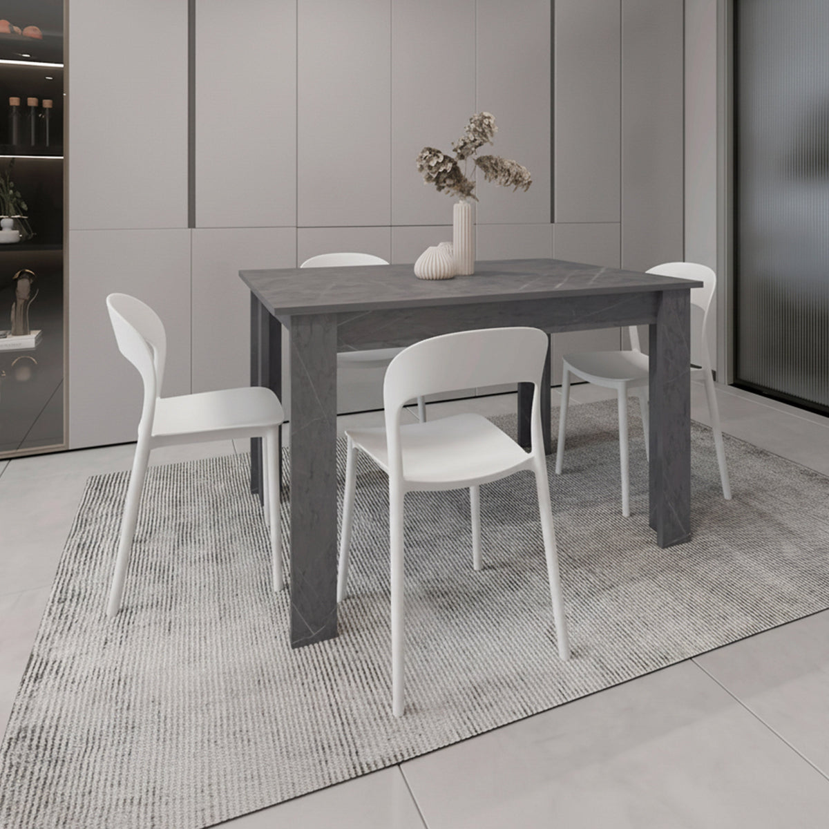 Juego de Comedor Moven · 4 Sillas · Blanco