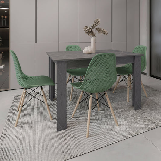 Juego de Comedor Habit · 4 Sillas · Verde Oliva