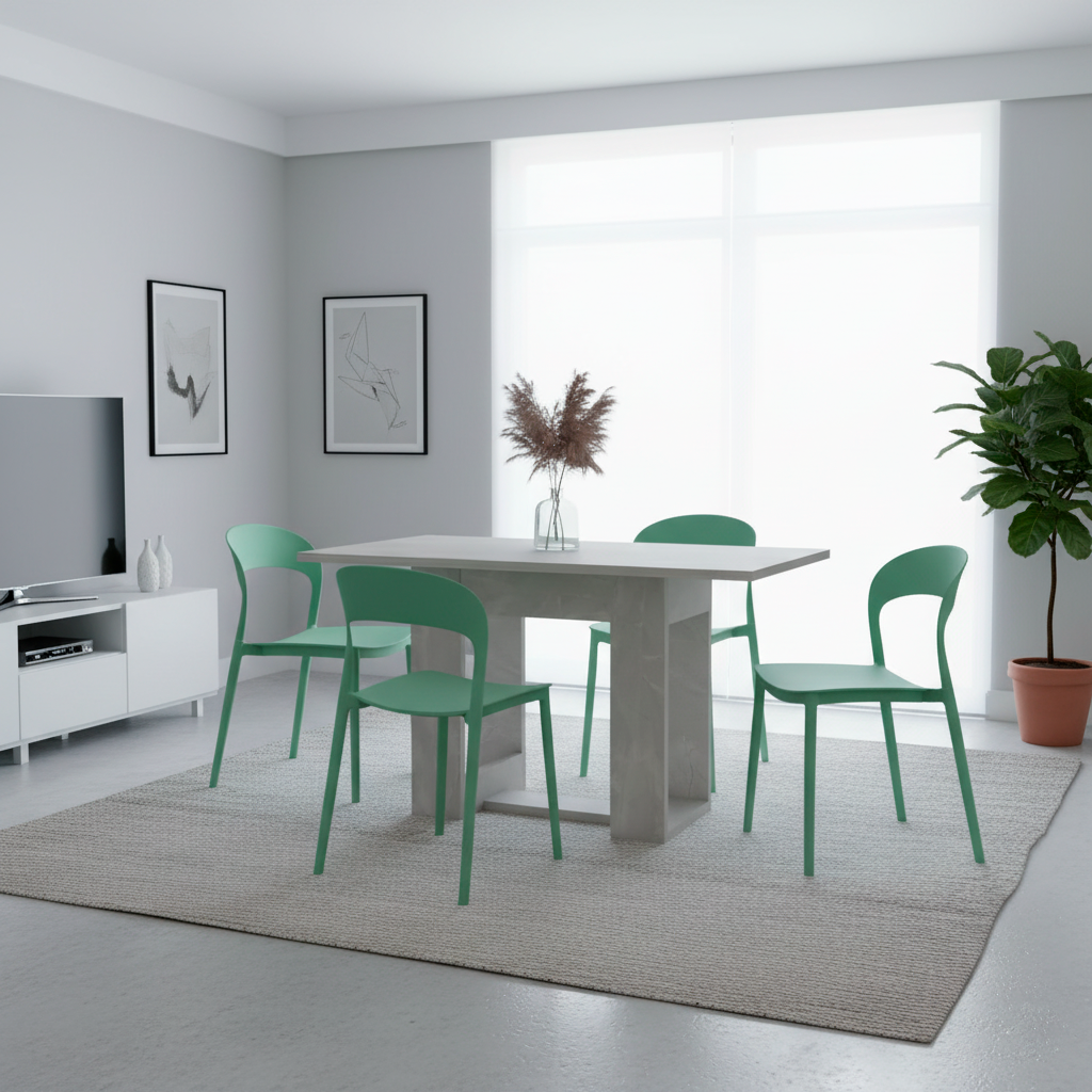 Juego de Comedor Kays · 4 Sillas · Verde Oliva