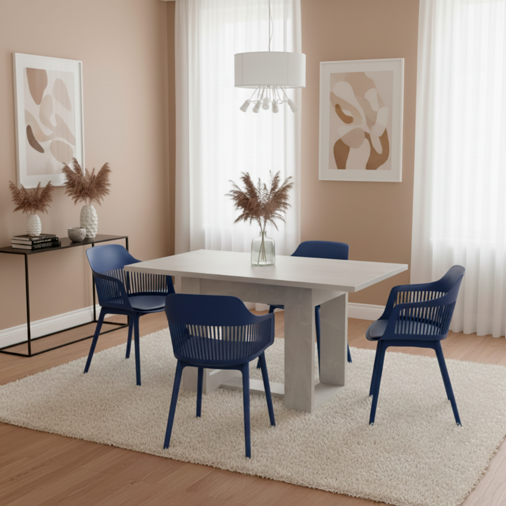 Juego de Comedor Keuv · 4 Sillas · Azul