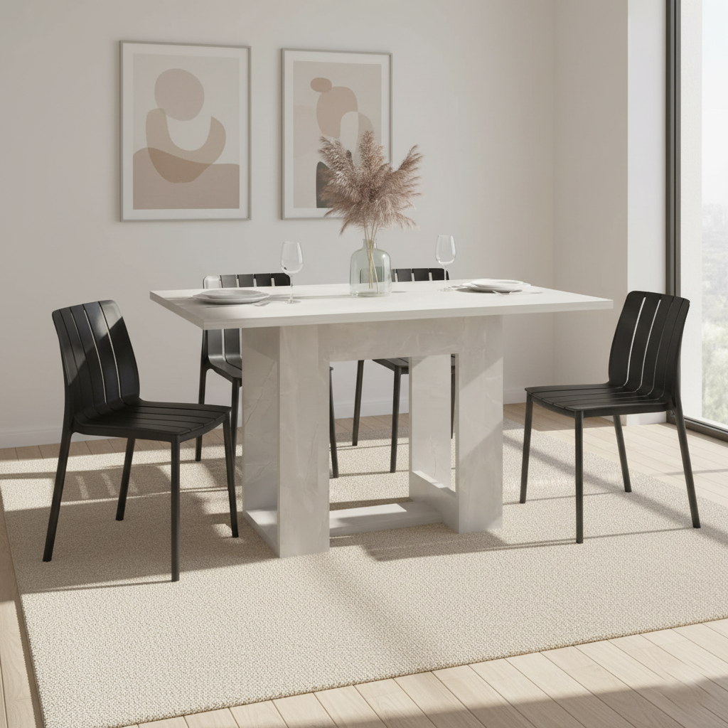 Juego de Comedor Voldery · 4 Sillas · Negro