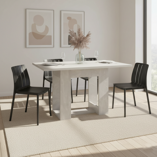Juego de Comedor Voldery · 4 Sillas · Negro