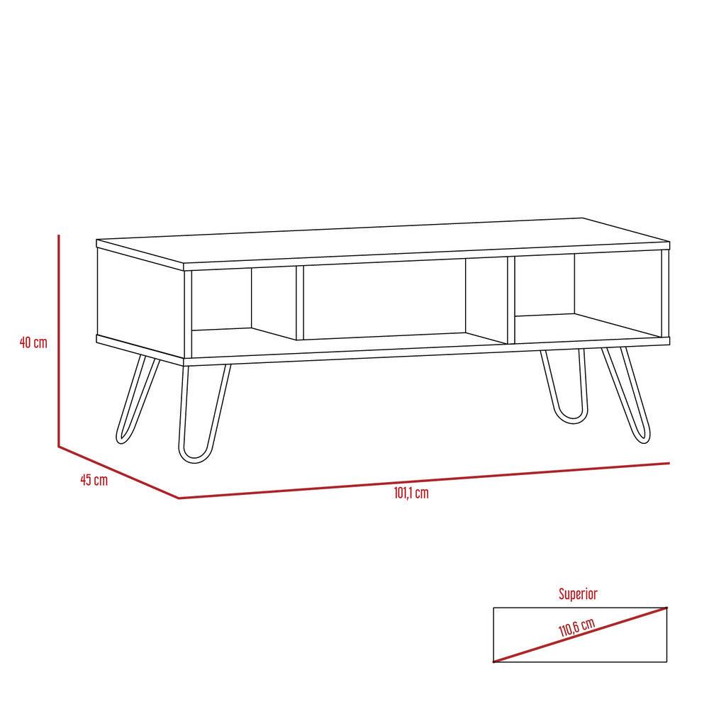 Mesa de Centro Vany, Miel y Plata Oscuro, con Amplio Espacio Para Elementos Decorativos y Patas de Acero ZF - VIRTUAL MUEBLES