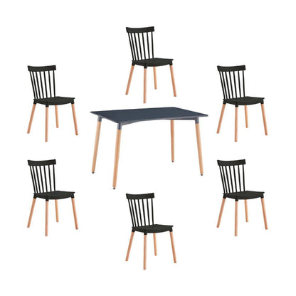Juego de Comedor Velasca · 6 Sillas · Negro y Café Claro