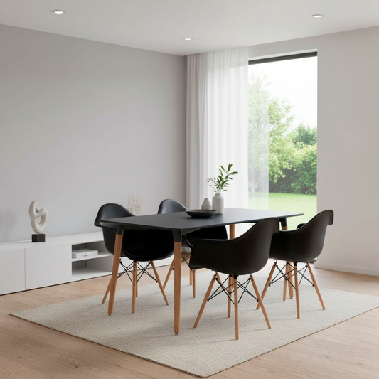 Juego de Comedor Lino · 4 Sillas · Negro