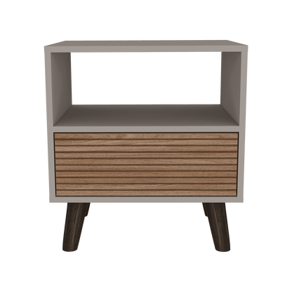 Mesa de Noche, Mirabella, Cocoa, con un Cajón y Amplio espacio para Almacenar Objetos - VIRTUAL MUEBLES