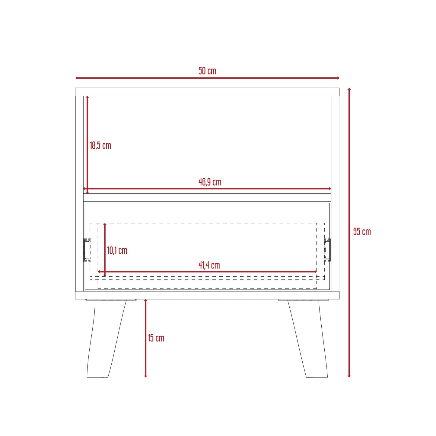 Mesa de Noche, Mirabella, Cocoa, con un Cajón y Amplio espacio para Almacenar Objetos - VIRTUAL MUEBLES