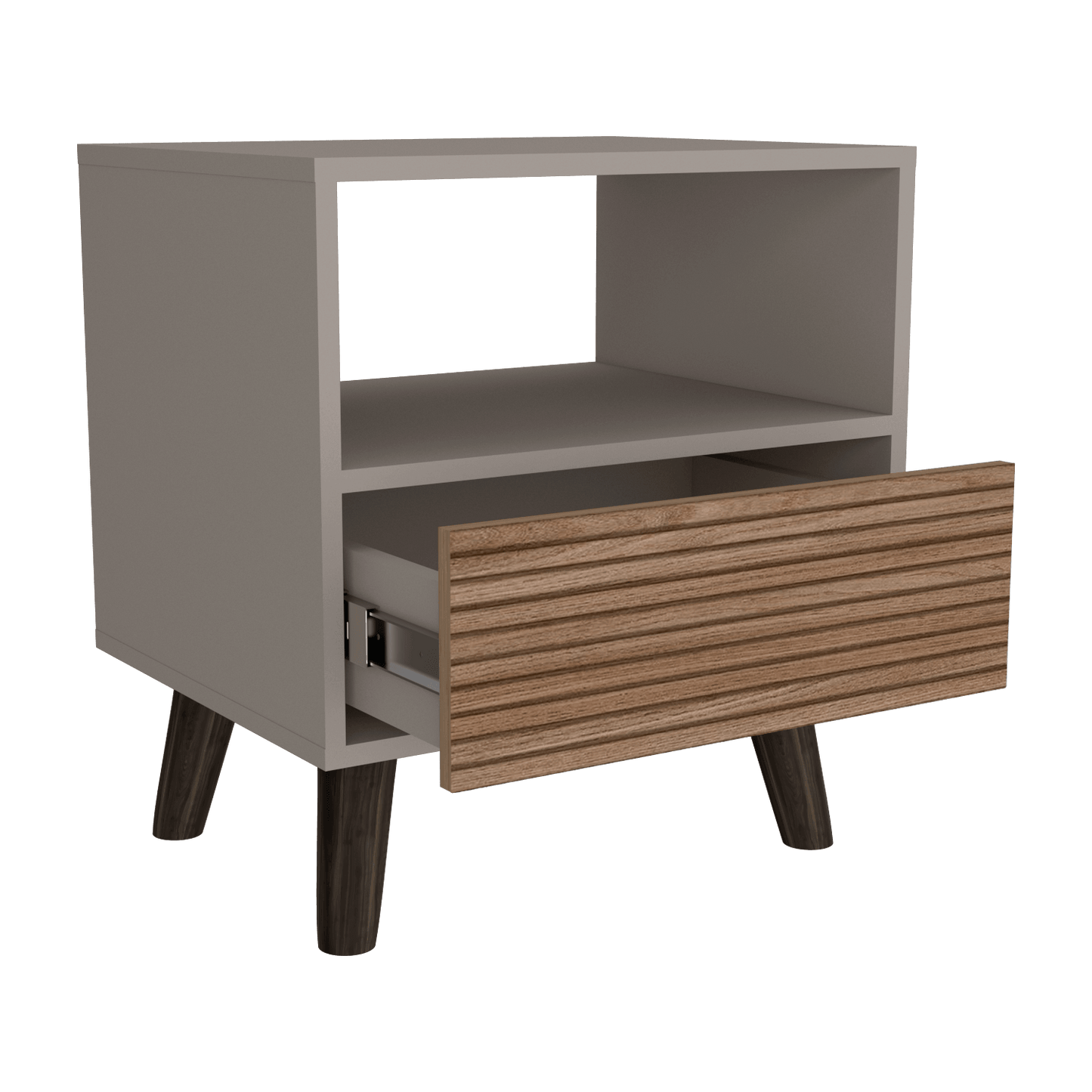 Mesa de Noche, Mirabella, Cocoa, con un Cajón y Amplio espacio para Almacenar Objetos - VIRTUAL MUEBLES