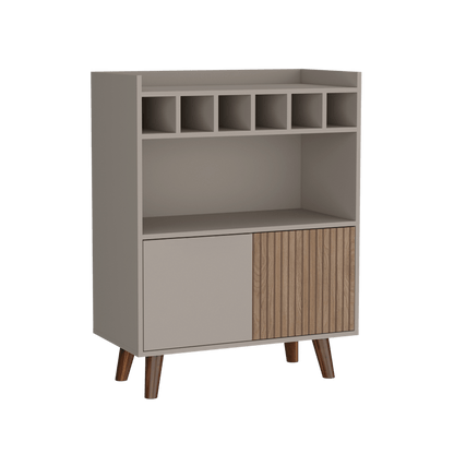 Bar Mirabella, Cocoa, con Dos Puertas Abatibles y Espacio para Almacenar Copas - VIRTUAL MUEBLES