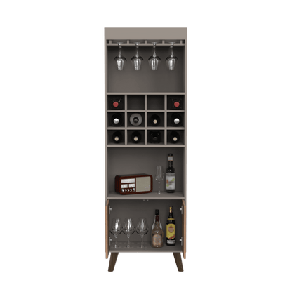 Bar Mirabella, Cocoa, con Dos Puertas Abatibles y Espacio para Almacenar Copas - VIRTUAL MUEBLES