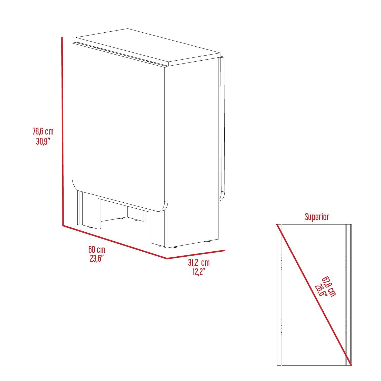 Mesa Auxiliar de Cocina Plegable Merida, Wengue y Macadamia, con Amplia Superficie - VIRTUAL MUEBLES