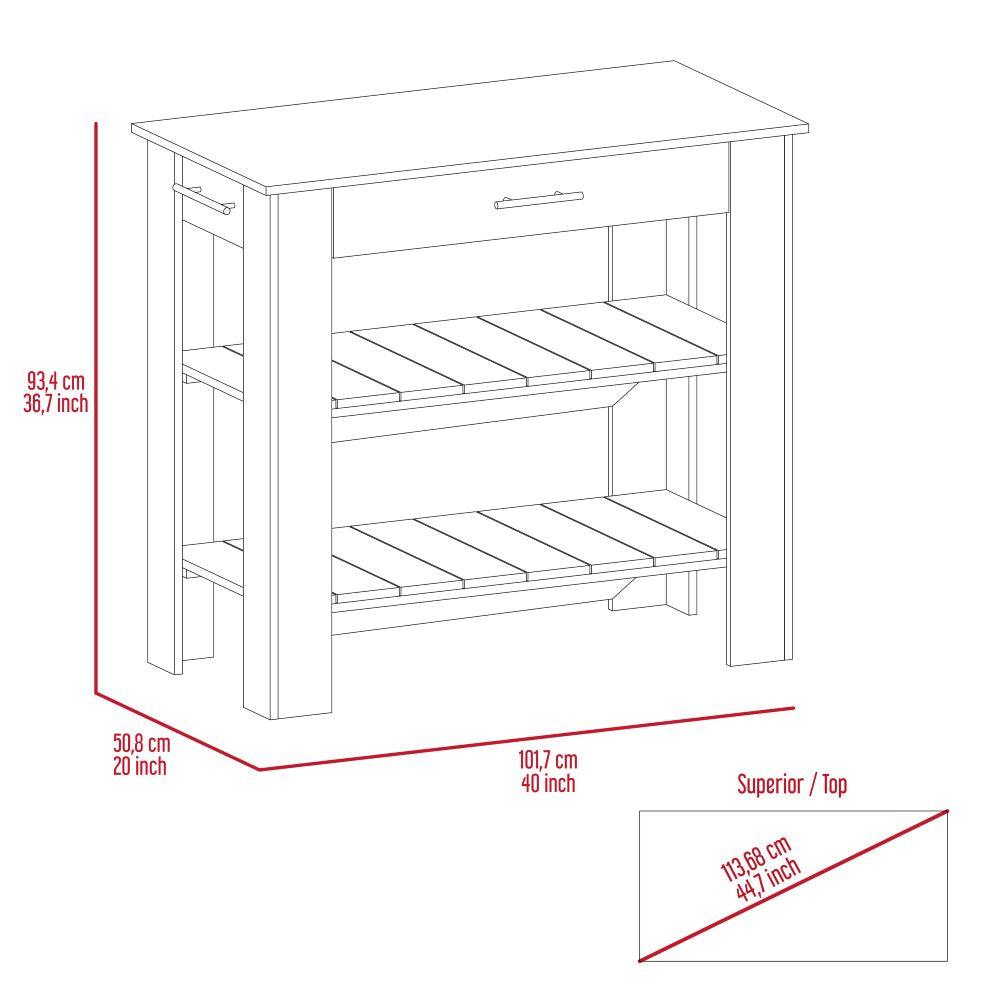 Mesa Auxiliar Cala color Blanco Vainilla Y Beige Para Cocina.