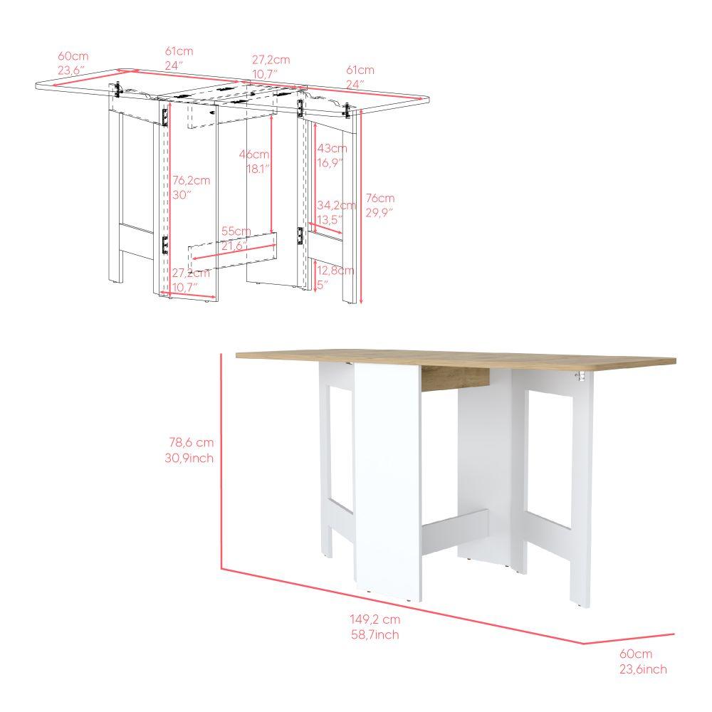 Mesa Auxiliar Galety, Blanco y Macadamia, Con Capacidad Para Seis Puestos ZF - VIRTUAL MUEBLES