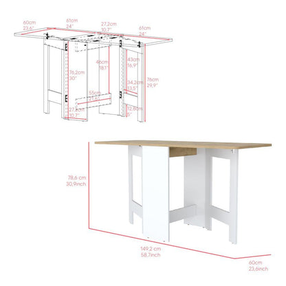 Mesa Auxiliar Galety, Blanco y Macadamia, Con Capacidad Para Seis Puestos ZF - VIRTUAL MUEBLES