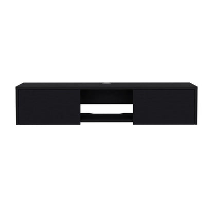 Mesa Para Tv Flotante Gleid, Wengue, con Dos Puertas Abatibles - VIRTUAL MUEBLES