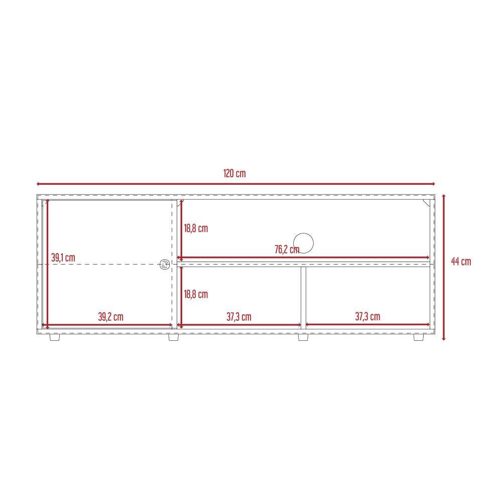 Mesa Para Tv Noah, Macadamia y Blanco Vainilla, con Variedad de Entrepaños - VIRTUAL MUEBLES