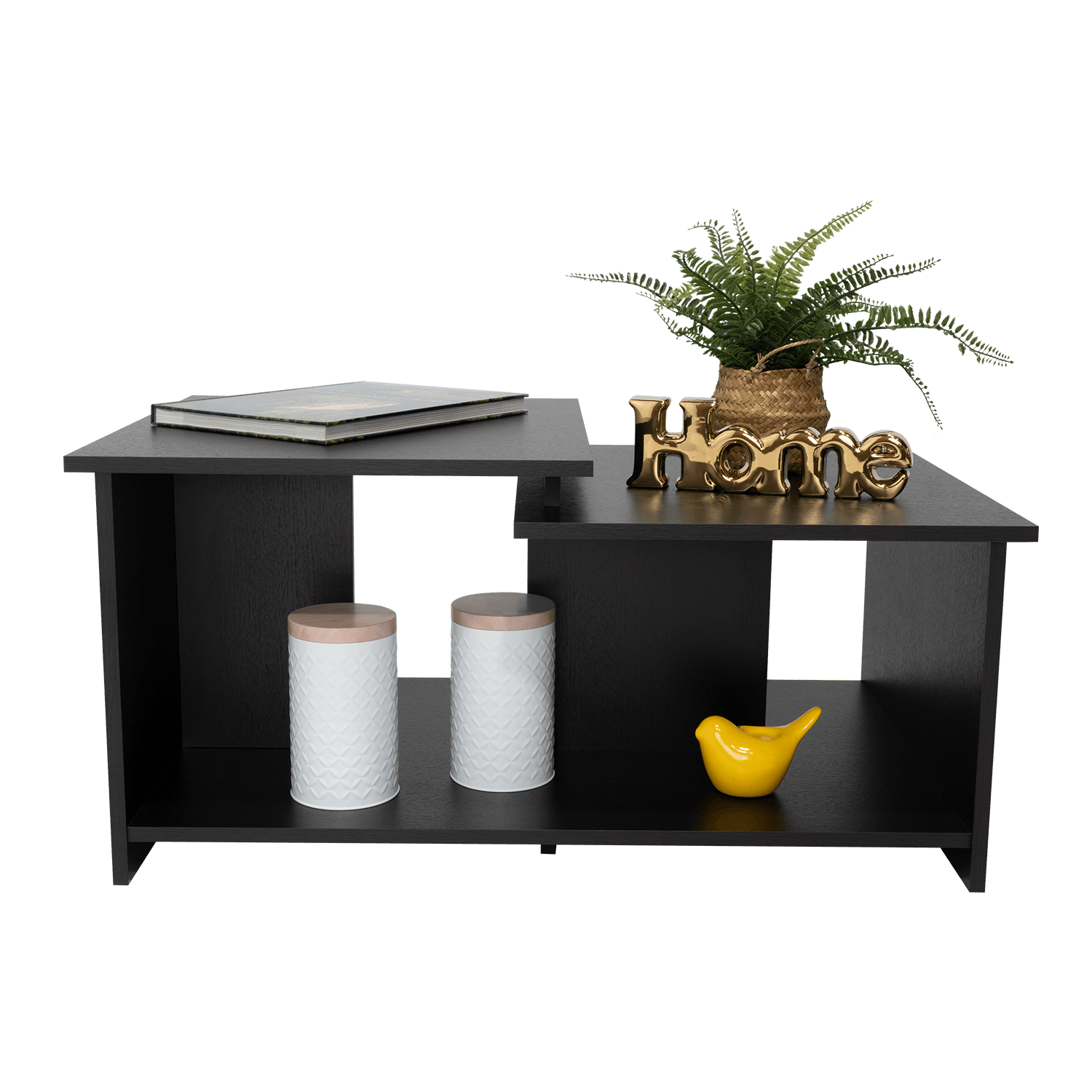 Mesa de Centro Thiny, Wengue, con Variedad de Entrepaños - VIRTUAL MUEBLES