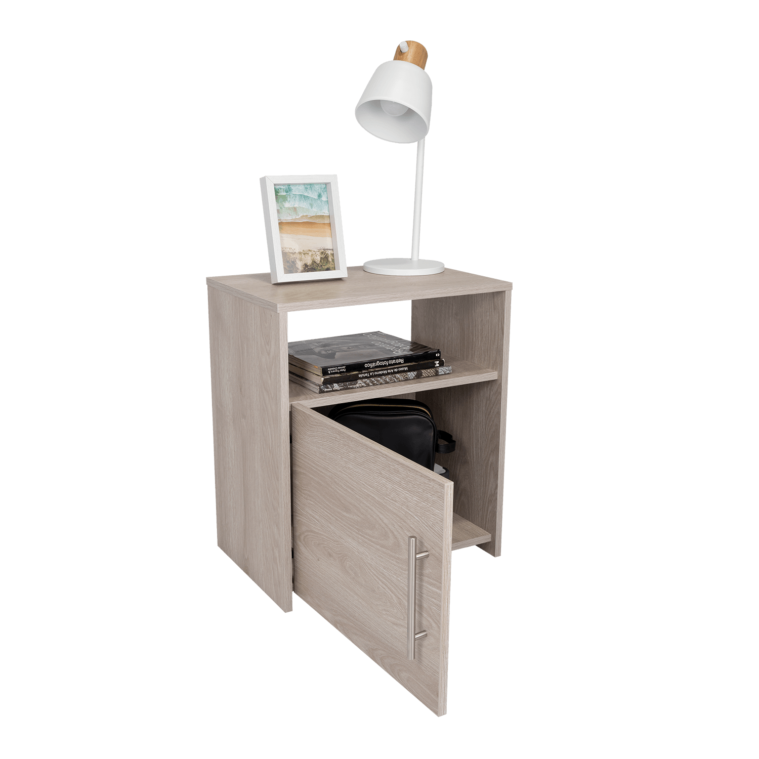 Mesa de Noche Brail, Humo, con Espacio Para Colocar Objetos Decorativos ZF - VIRTUAL MUEBLES