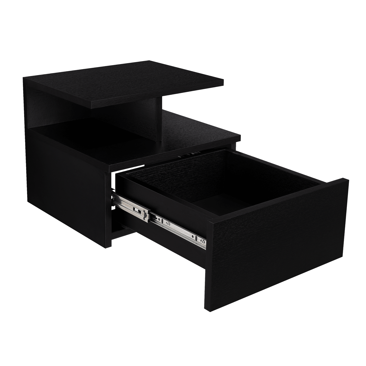 Mesa de Noche Flotante Nube, Wengue con un Cajón y División de dos Entrepaños ZF - VIRTUAL MUEBLES