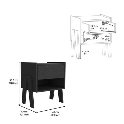 Mesa de Noche Joy,Wengue, Con Espacio Para Colocar Objetos - VIRTUAL MUEBLES