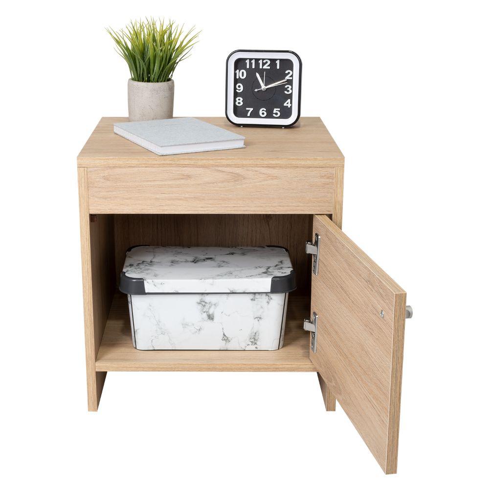 Mesa de Noche Tutto, Beige, con Cajón Para Guardar Objetos Ideal Para Espacios Reducidos - VIRTUAL MUEBLES