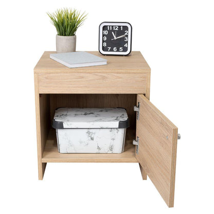 Mesa de Noche Tutto, Beige, con Cajón Para Guardar Objetos Ideal Para Espacios Reducidos - VIRTUAL MUEBLES