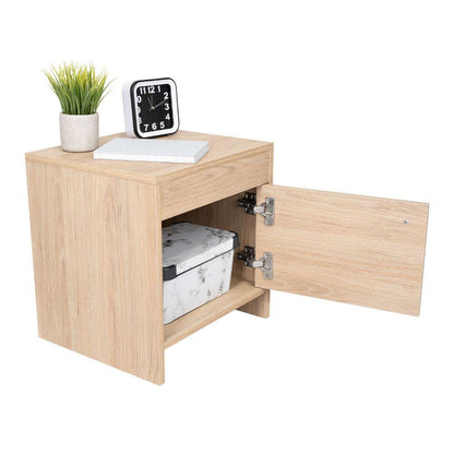 Mesa de Noche Tutto, Beige, con Cajón Para Guardar Objetos Ideal Para Espacios Reducidos - VIRTUAL MUEBLES