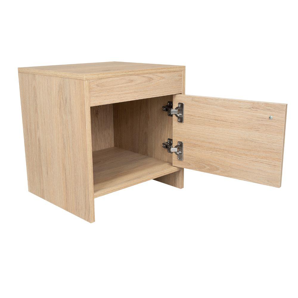 Mesa de Noche Tutto, Beige, con Cajón Para Guardar Objetos Ideal Para Espacios Reducidos - VIRTUAL MUEBLES