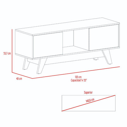 Mesa para Tv Rizzo, Nogal y Blanco, con Espacio Para Televisor 55"