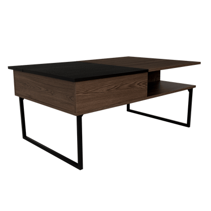 Mesa de Centro Salento, Chocolate y Wengue, con patas metálicas - VIRTUAL MUEBLES