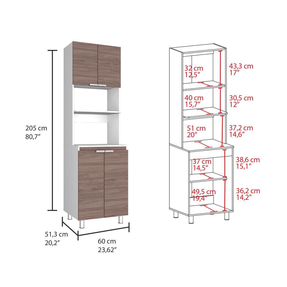 Módulo Microondas Diamante color Blanco y Castaño para Cocina.