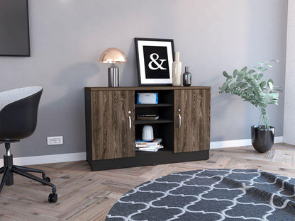 Mueble Auxiliar Recibidor Basic color Negro Soft y Chocolate para Sala.