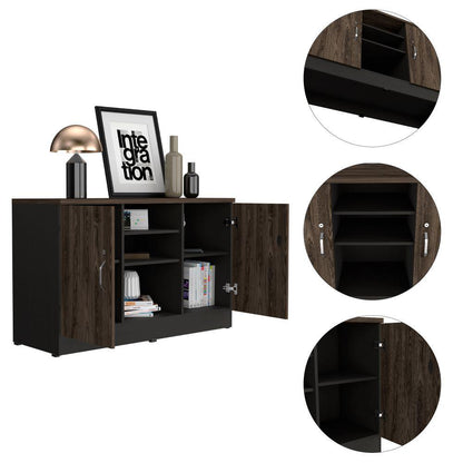 Mueble Auxiliar Recibidor Basic color Negro Soft y Chocolate para Sala.