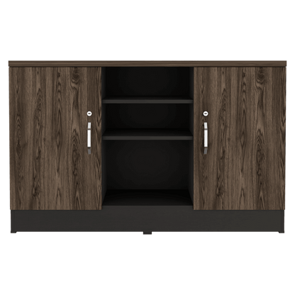 Mueble Auxiliar Recibidor Basic color Negro Soft y Chocolate para Sala.