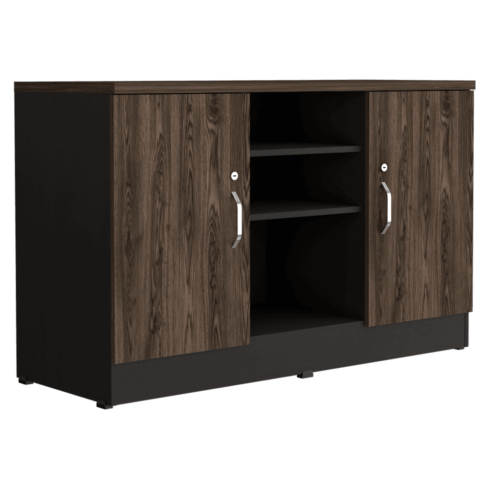 Mueble Auxiliar Recibidor Basic color Negro Soft y Chocolate para Sala.