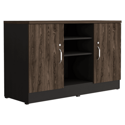 Mueble Auxiliar Recibidor Basic color Negro Soft y Chocolate para Sala.