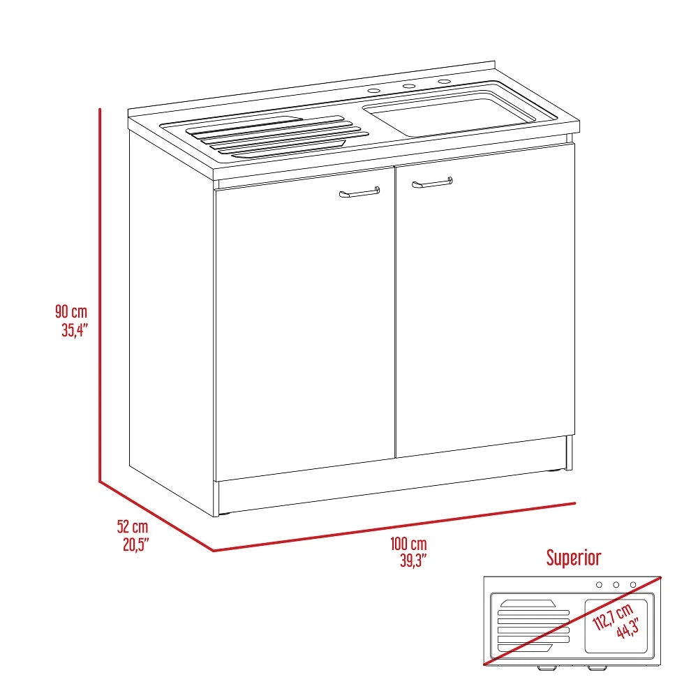 Mueble Inferior Kit Lavaplatos Napoles RTA Blanco Wengue