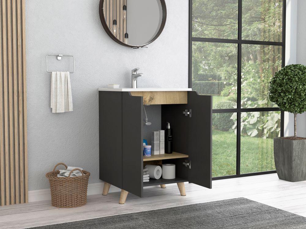 Mueble Lavamanos Apolis color Plata Para Baño.