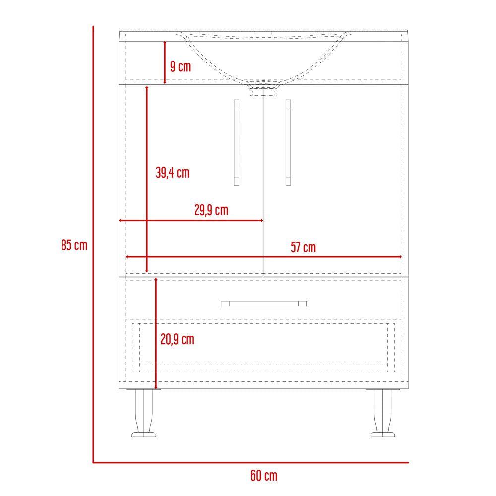 Mueble Lavamanos Homer color Wengue Para Baño.